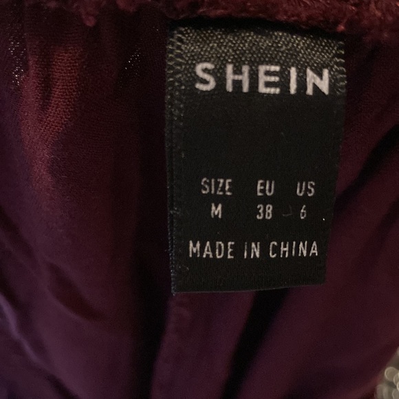 NWOT SHEIN High Split Side Knot Hem Pants Size M Maroon Color - Picture 10 of 11